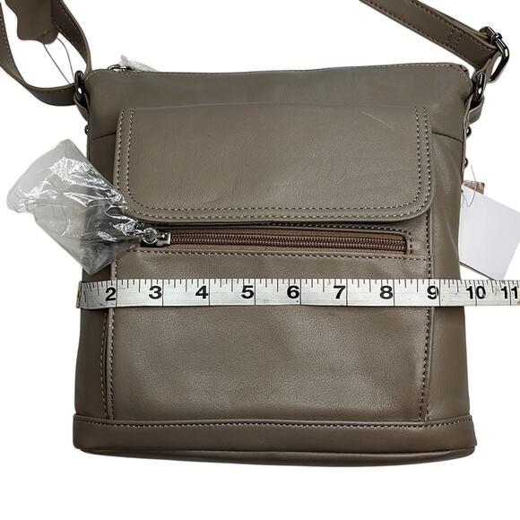 Giani Bernini Sand Brown Leather Crossbody Bag, Silver Hardware, NWT!! - Picture 6 of 8